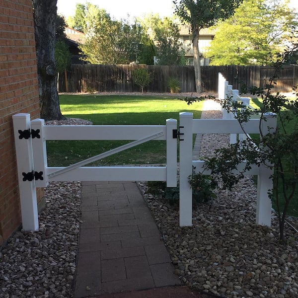 Weatherables 4 ft. W x 3 ft. H 2-Rail White Vinyl Fence Gate EZ Pack