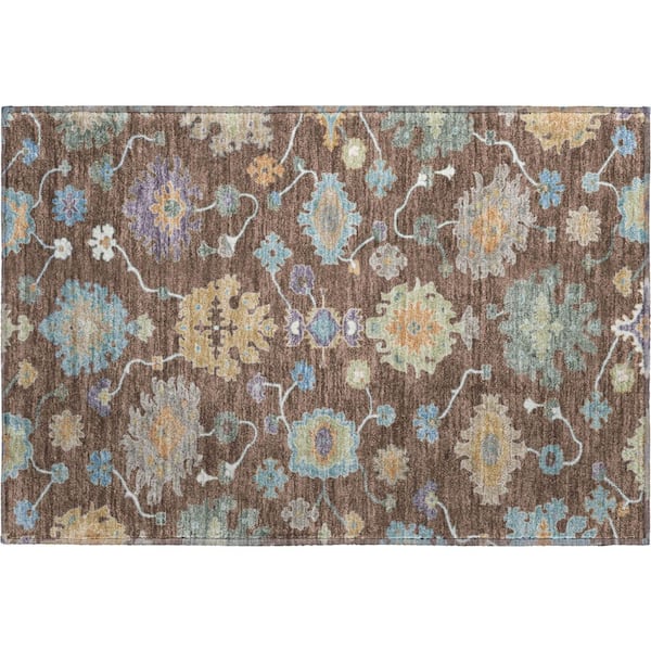 Mayfield Premium Machine Washable Abstract AMF2532 Chocolate 2 ft. x 3 ft. Accent Rug