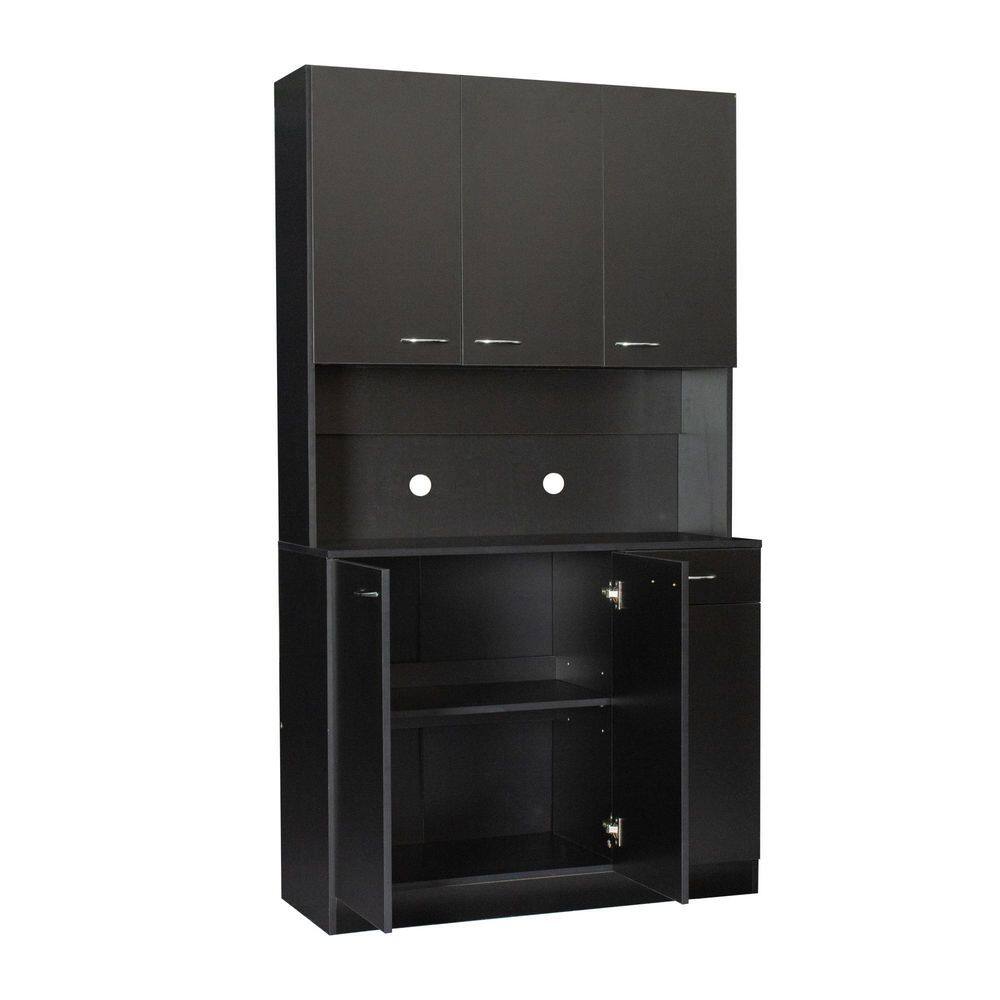 URTR Black Freestanding Storage Cabinet with 6 Doors, 1 Open Shelves ...