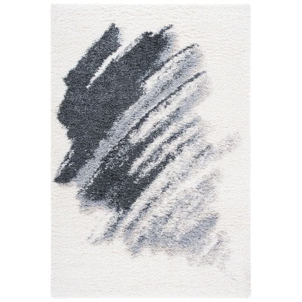 SAFAVIEH Fontana Shag 5 ft. x 8 ft. Gray/Ivory Abstract Gradient Area Rug