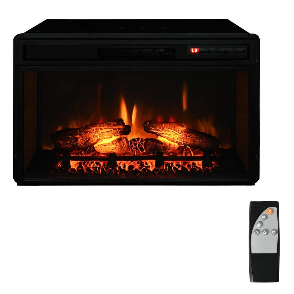 27.25 in. x 17.75 in. Electric Fireplace Insert, Retro Recessed Fireplace Heater with Realistic Log Flame, Remote, Black price history on PriceWatchPro