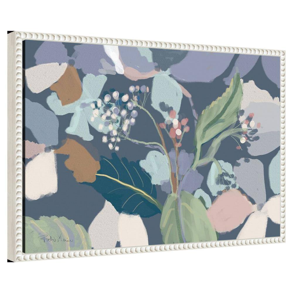 Floral Abstract Botanical Print on Canvas with White Frame