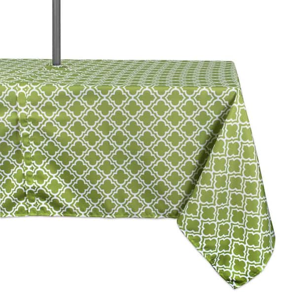 DII Outdoor 60 in. x 120 in. Green Lattice Polyester with Zipper Tablecloth