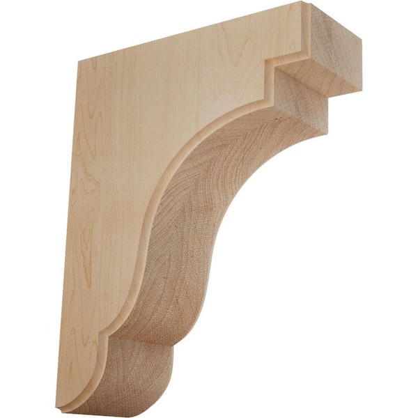 Ekena Millwork 3-1/2 in. x 8-1/2 in. x 11 in. Unfinished Maple Bedford Corbel