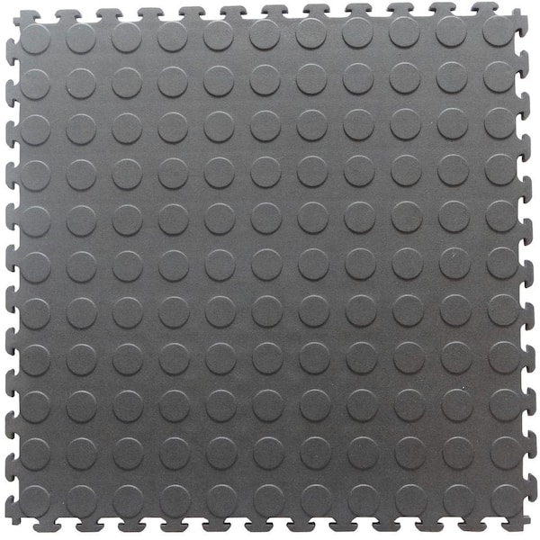 Norsk Multi-Purpose 18.3 in. x 18.3 in. Dove Gray PVC Garage Flooring Tile with Raised Coin Pattern (6-Pieces)