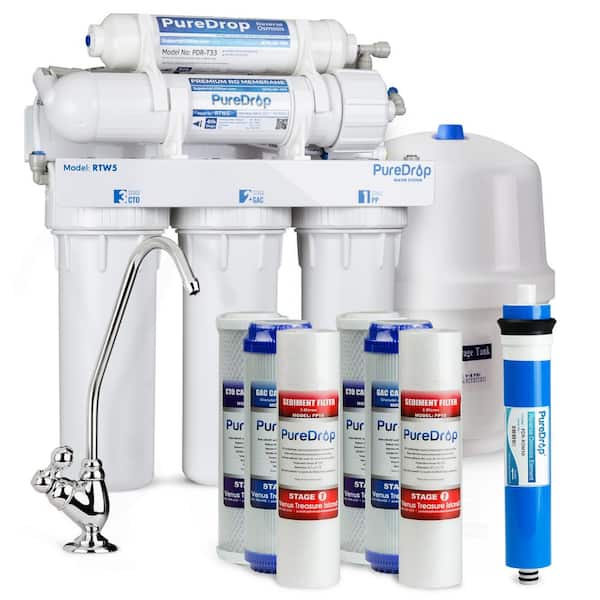 PureDrop 5 Stage Reverse Osmosis Water Filtration System with Pre-Filter Kit