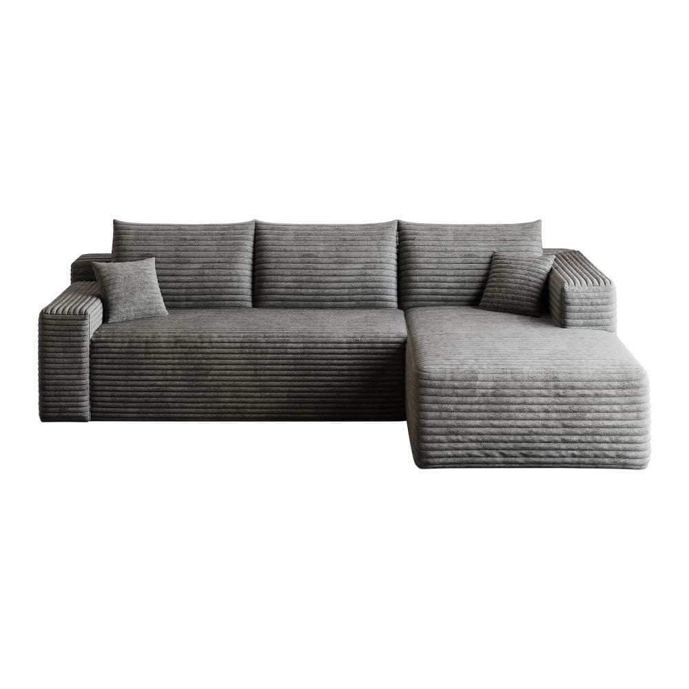 95 in Wide Cloud U-Shape Corduroy Fabric Sectional Sofa with Deep Seat and Chaise in Dark Grey