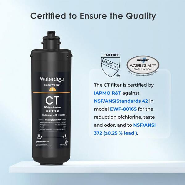 Waterdrop C3 Under Sink Carbon Water Filter, Replacement For Tst Uf Ultra Filtration Under Sink Water Filter System 1 Pack B Wd C3
