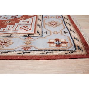 Rust 10 ft. x 14 ft. Hand-Knotted Wool Traditional Khotan Weave Rug Area Rug