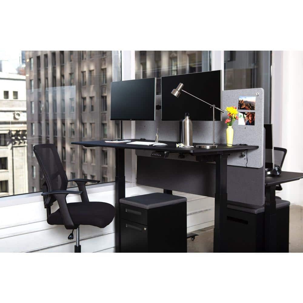 Misty Gray Fabric 24" Desk Privacy Panel
