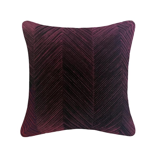 Aubergine Chevron Velvet 20 in. X 20 in. Throw Pillow