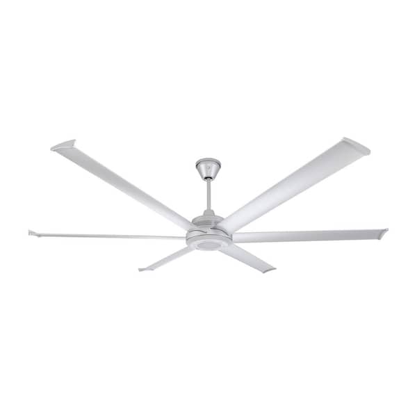 Big Ass Fans Mammoth 84 in. Smart Indoor/Outdoor Silver Universal Mount Ceiling Fan w/ 12 in. Downrod, 2700K LED, Remote & Phone App