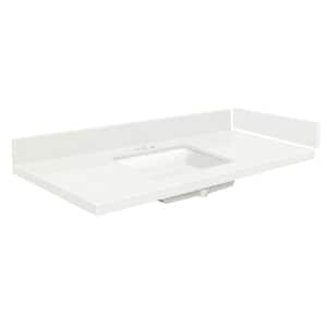 24.75 in. W x 22.25 in. D Quartz Vanity Top in Natural White with 4 in. Centerset