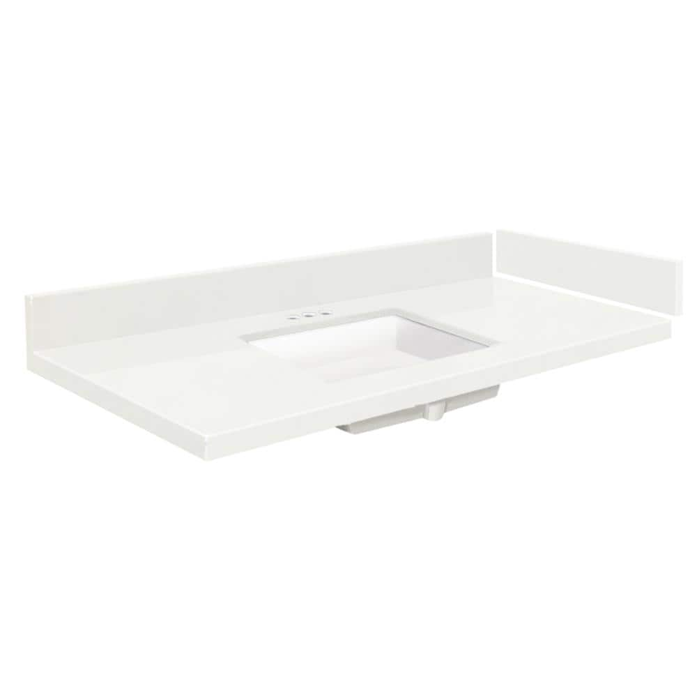 Transolid 42.5 in. W x 22.25 in. D Quartz Vanity Top in Natural White with White Basin and 4 in. Centerset. unopened 