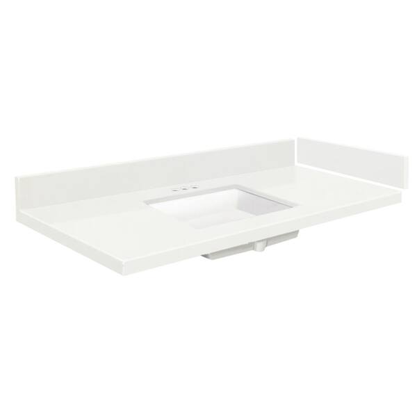 Transolid 58 in. W x 22.25 in. D Quartz Vanity Top in Natural White with 4 in. Centerset