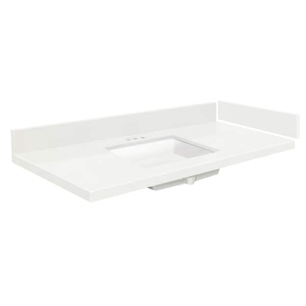 61 in. W x 22.25 in. D Quartz Vanity Top in Natural White with White Basin and 4 in. Centerset