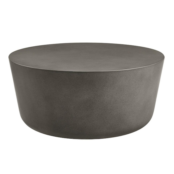 Brion 34 in. Round Concrete Coffee Table Indoor Outdoor Tapered Cylinder Coffee Table