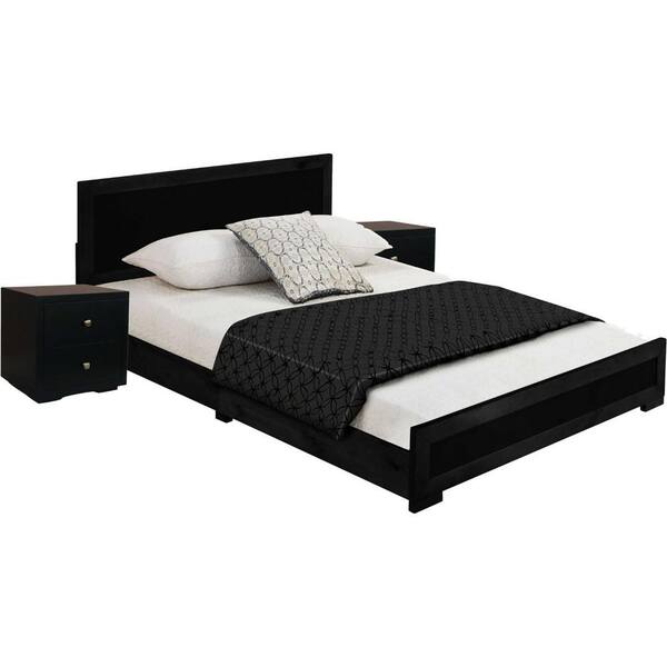 DHP Ryan Black Wood Frame King Size Platform Bed, Black Linen