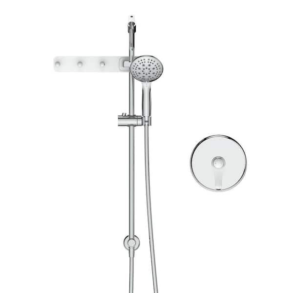 Tahanbath Shower Series 6-Spray Multi-Function Deluxe Wall Bar Shower Kit with Storage Hook in Chrome (Valve Included)