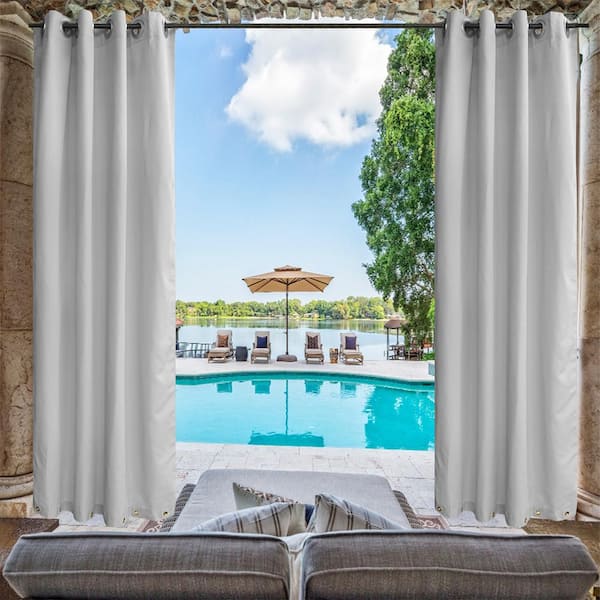 curtains for patio umbrella MIULEE White Waterproof Outdoor Sheer 54W x 84L Construction Made of pure 100% Sunbrella Acrylic Pro Space 50 in. W