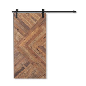 35 in. x 80 in. CRAFTSMAN Reclaimed Wood with Sliding Barn Door with Hardware Kit