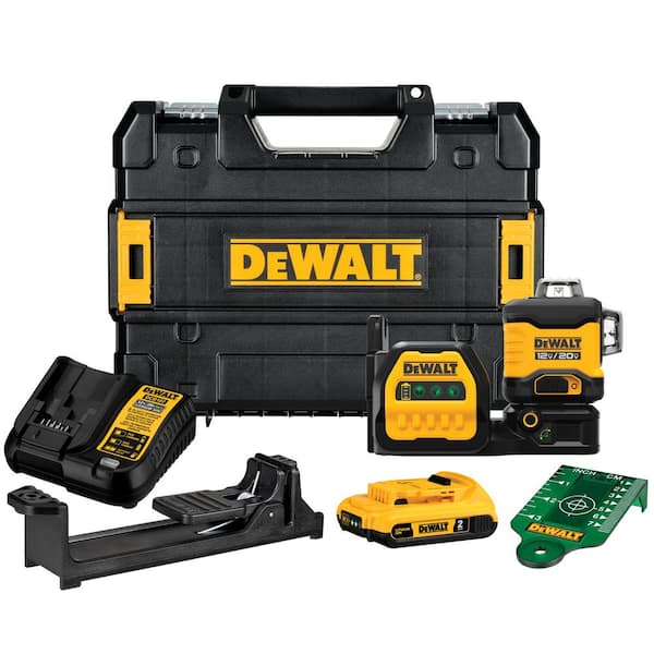 DEWALT 20V MAX Lithium-Ion Cross Line Laser Level Kit with 2.0Ah Battery,  Charger and Case DCLE34021D1 - The Home Depot