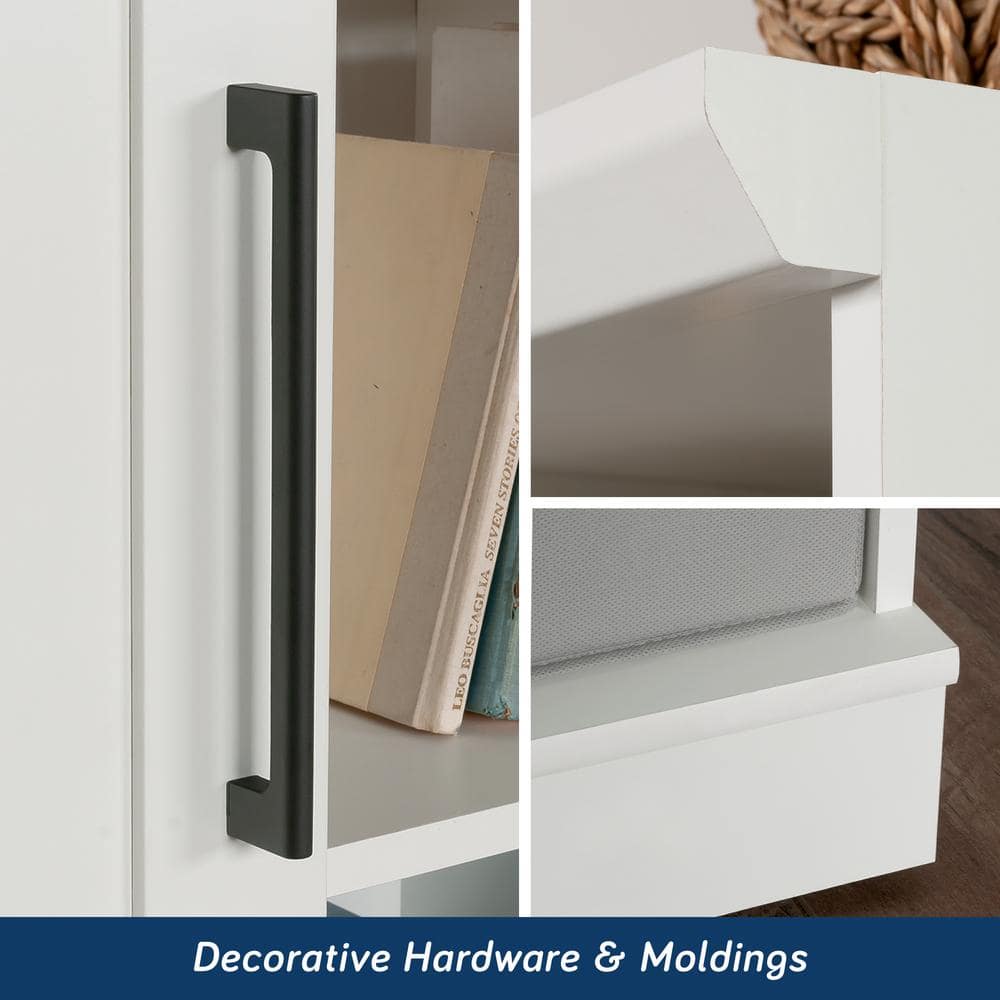 Soft White Adjustable Shelves 2-Door Storage Cabinet