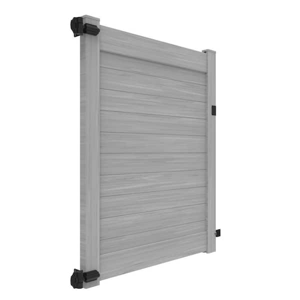 Horizontal Fence 6 ft. x 58 in. in Vinyl Privacy Gate Driftwood