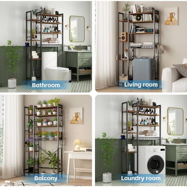 Seafuloy Brown Decorative Stand with Side Rack, 8-Tier over The