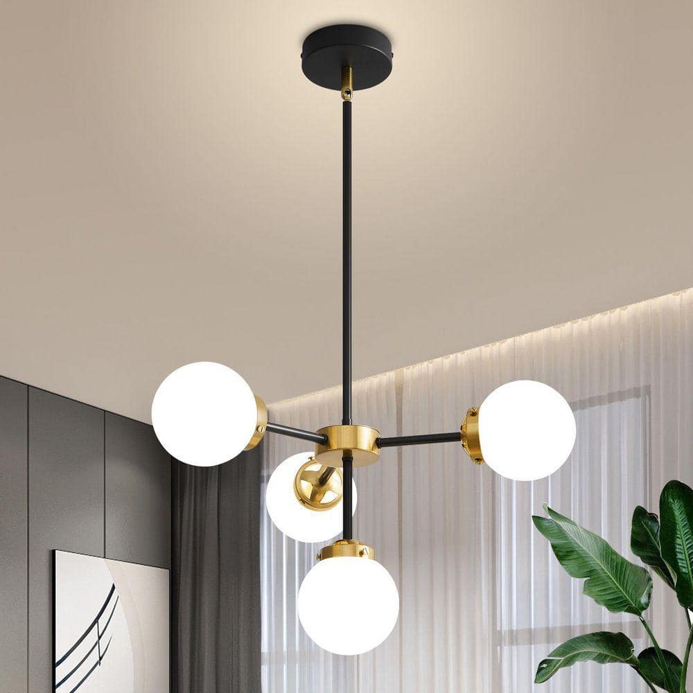 Deyidn Modern Chandeliers 4-Light Globe Sputnik Chandelier Milk