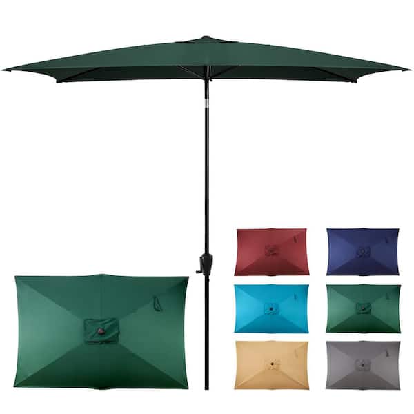 Sun-Ray 6.6 ft. x 9.8 ft. Rectangular Steel Market Umbrella in Hunter Green