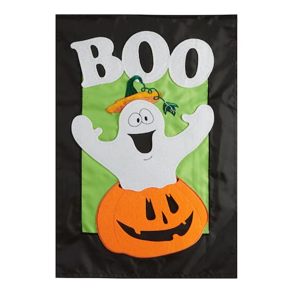 1 ft. x 1-1/2 ft. BOO Ghost Applique Garden Flag