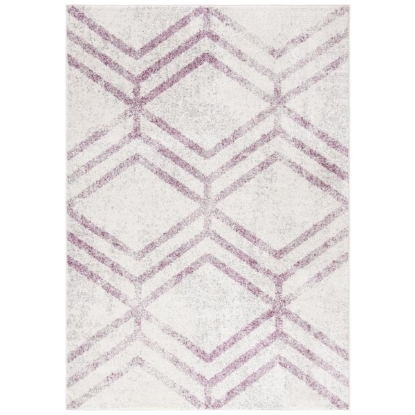 SAFAVIEH Adirondack Ivory/Plum 6 ft. x 9 ft. Distressed Diamond Area Rug