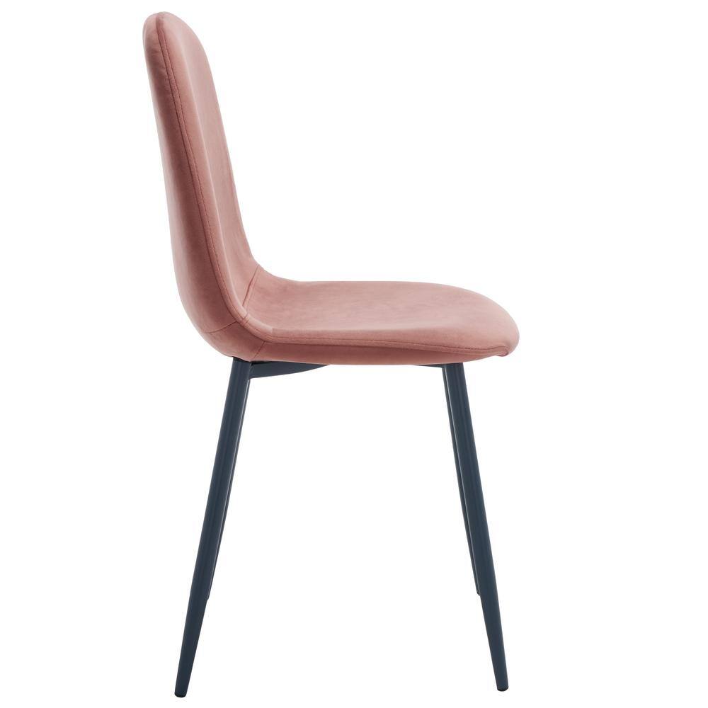 Set of 2 Pink and Dark Grey Upholstered Dining Chairs