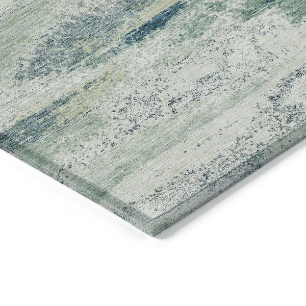 Chantille Machine Washable Indoor/Outdoor Abstract ACN942 Mint 8 ft. x 8 ft. Area Rug