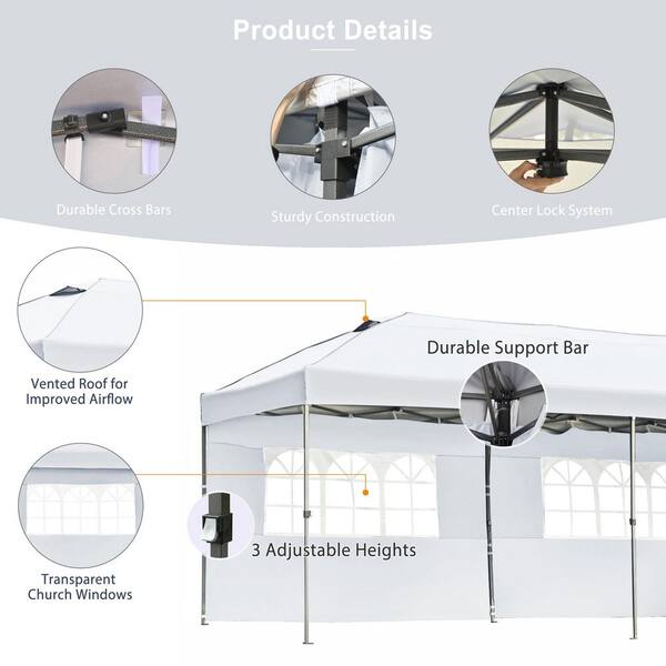 New Heavy Duty Series 9.7 ft. x 19.2 ft. White Pop-Up Canopy New Heavy Duty Series 9.7 ft. x 19.2 ft. White Pop-Up Canopy