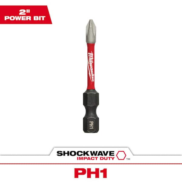 Milwaukee SHOCKWAVE Impact Duty 2 in. Phillips #1 Alloy Steel Screw Driver Bit (1-Pack)