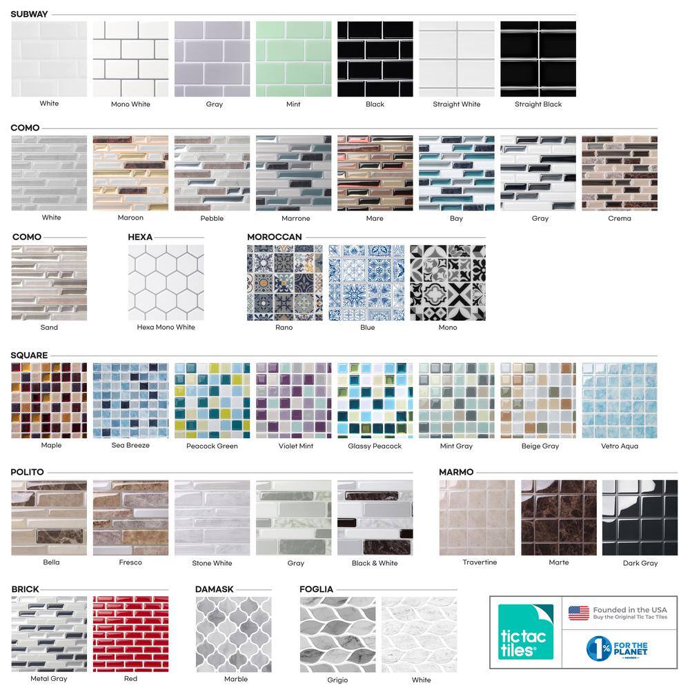 White 12" x 12" PVC Peel and Stick Subway Tile