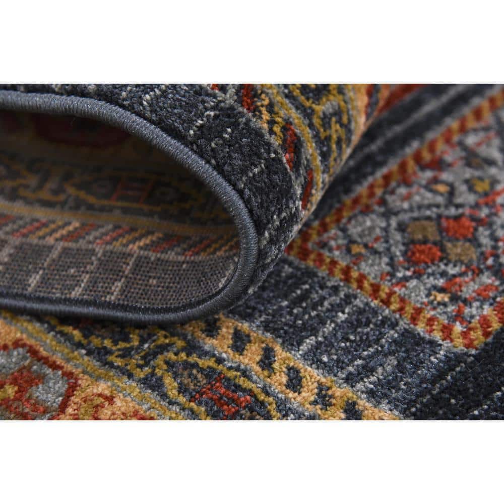 Blue Geometric Easy Care Stain-Resistant Synthetic Rug 5'1" x 8'