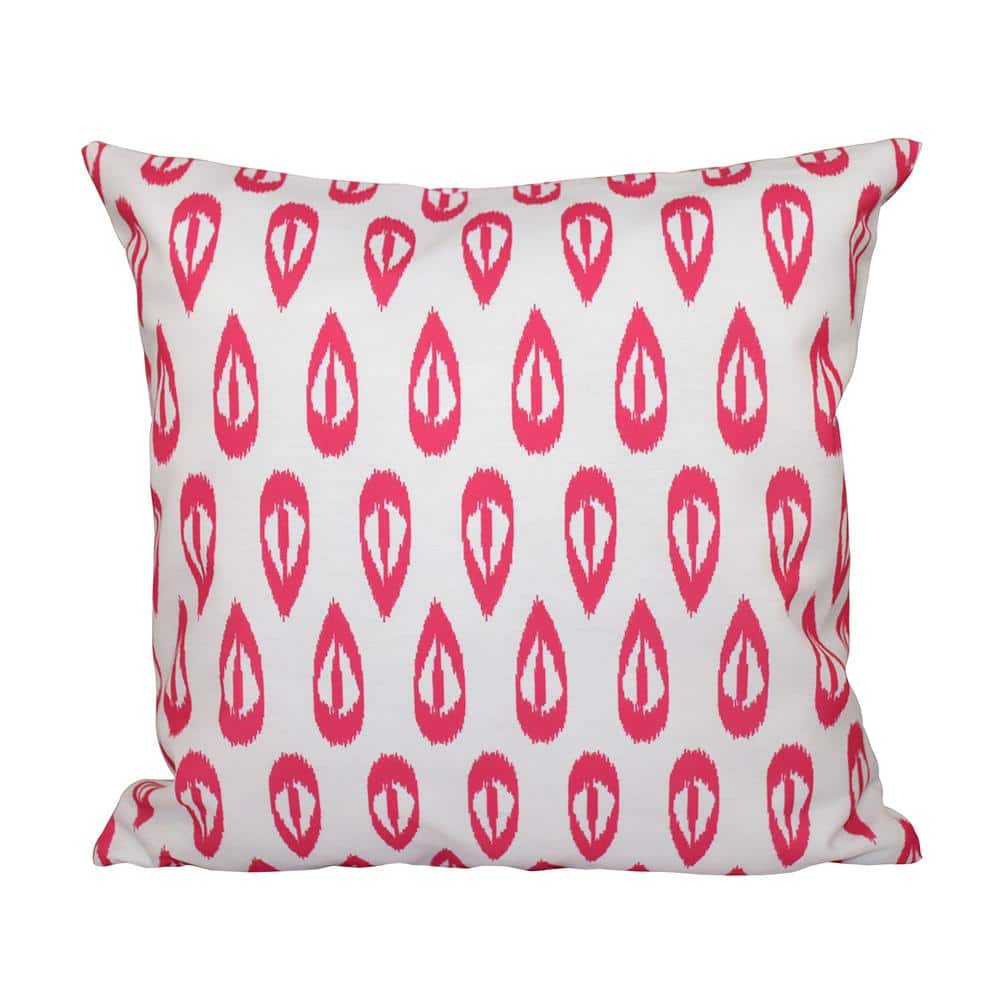 Ikat Tears Pink Geometric 16 in. x 16 in. Throw Pillow