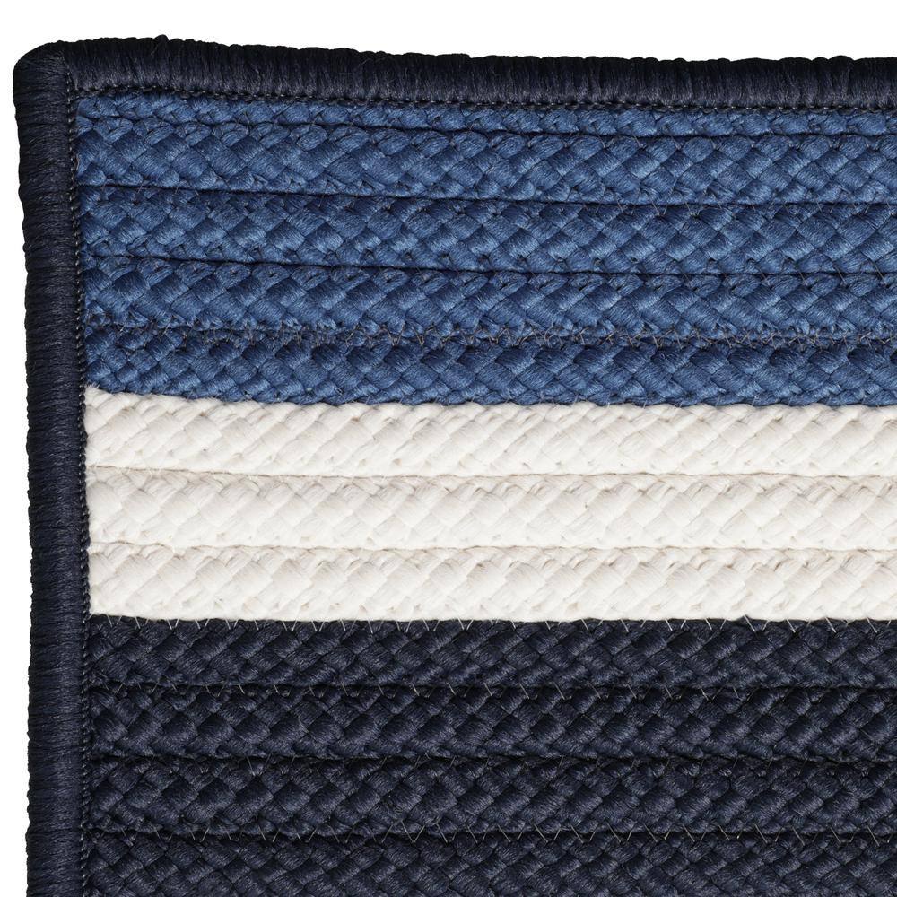 Blue Synthetic Braided Stripe 5' x 8' Reversible Rug
