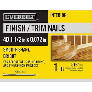4D 1-1/2 in. Finish/Trim Nails Bright 1 lb (Approximately 519 Pieces)