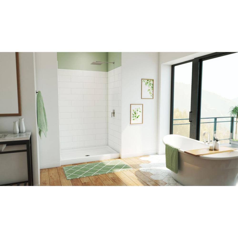White 54" x 34" Solid Surface Alcove Shower Kit