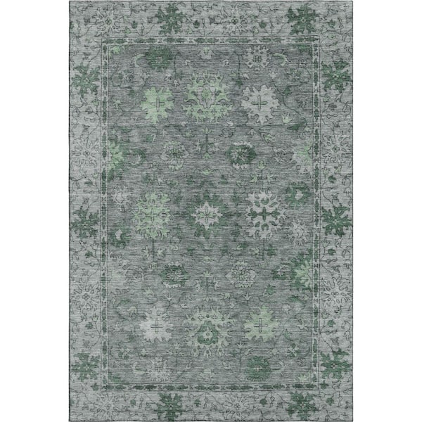 Mayfield Premium Machine Washable Abstract AMF2051 Aloe 10 ft. x 14 ft. Area Rug