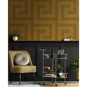 Antique Gold Maze Geo Vinyl Peel and Stick Wallpaper Roll (Covers 40.5 sq. ft.)
