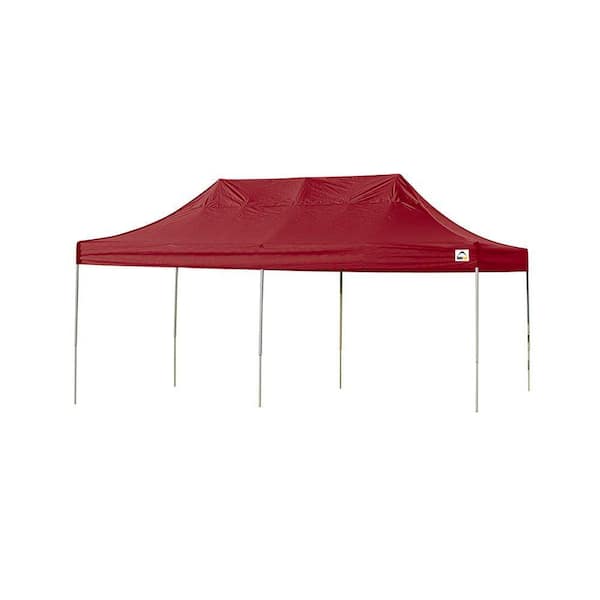 ShelterLogic 10 ft. W x 20 ft. D Straight-Leg Pop-Up Canopy with Red Cover, Black Roller Bag, and 4-Position-Adjustable Steel Frame