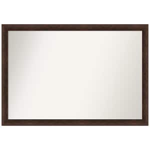 Warm Walnut Narrow 39 in. x 27 in. Non-Beveled Casual Rectangle Wood Framed Bathroom Wall Mirror in Brown