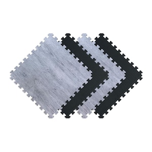 Reversible Stone Gray/Black Faux Wood 24 in. x 24 in. x 0.47 in. Foam Mats (4-Pack)