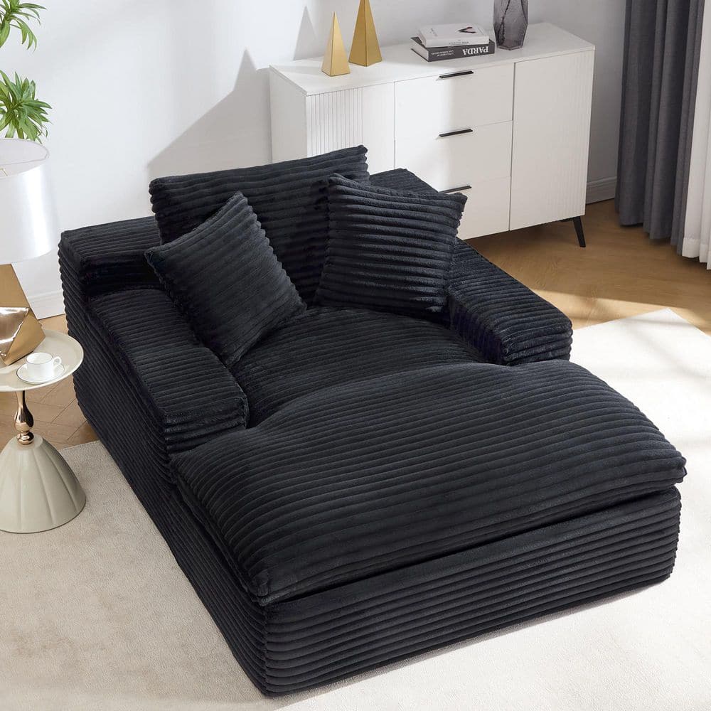 Hochwertiges Black Oversized Polyester Upholstered Square Arm