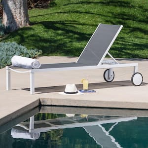 Peyton in White/Gray Aluminum Outdoor Chaise Lounge